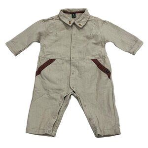 Baby Moi Moln 18-24 Months Cotton Linen Blend Jumpsuit With Dachshund Embroidery